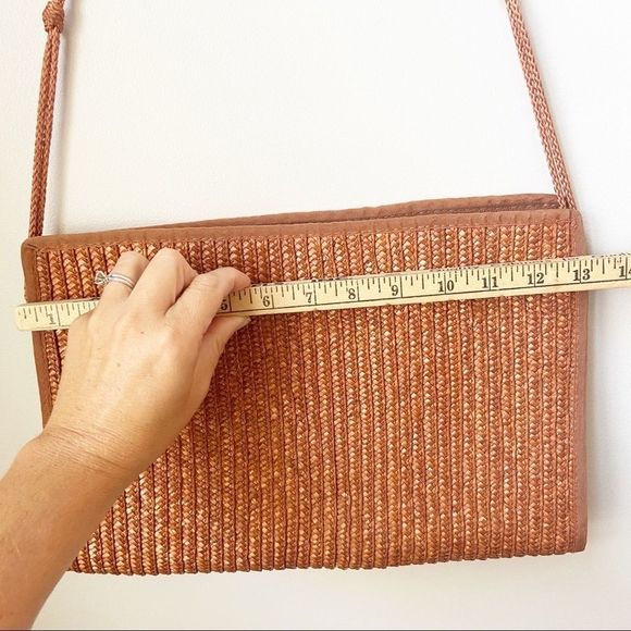 Woven Rectangle Ratan Clutch Purse - Picture 12 of 14